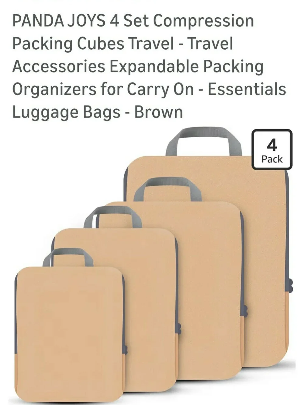 PANDA JOYS Compression Packing Cubes Set - Brown